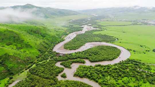 四川阿坝州若尔盖213国道和热曲河湿地