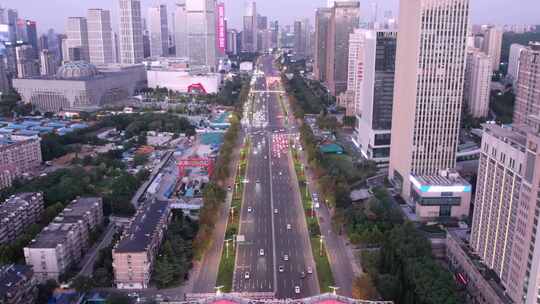 山东济南CBD蓝调风景城市风光航拍