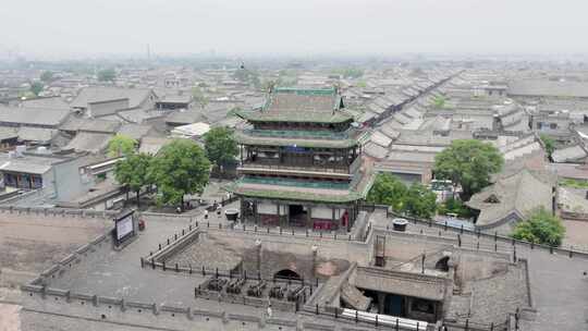 山西晋中平遥古城航拍全景