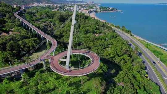 航拍厦门山海步道景观