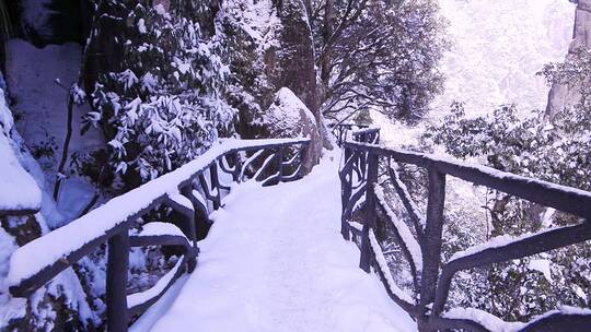 江西三清山雪景步道视频素材模板下载