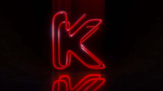 彩色霓虹灯字母K循环动画。视频素材模板下载