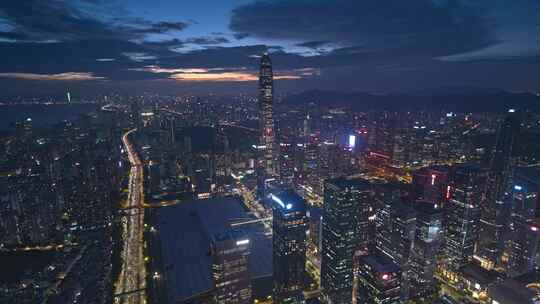 粤港澳大湾区城市繁华夜景深圳CBD城市核心