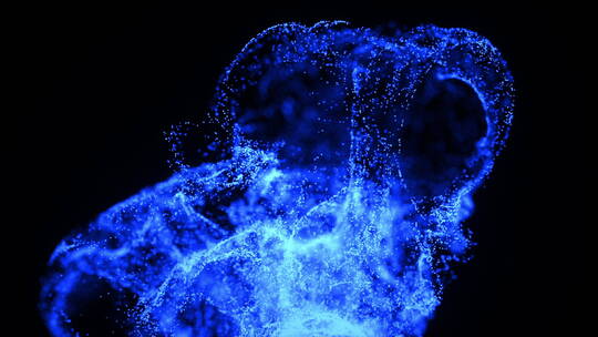 蓝色发光粒子波浪黑色夜空唯美科幻动态视频