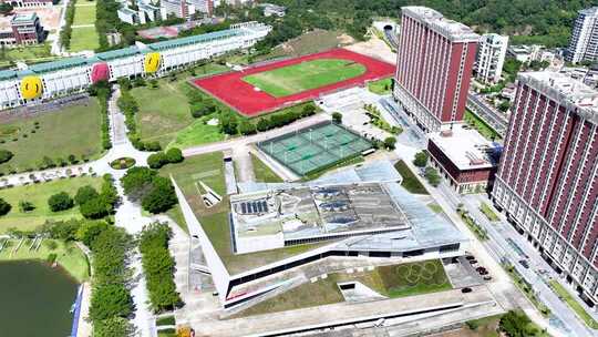 珠海中山大学大学校园建筑及操场航拍