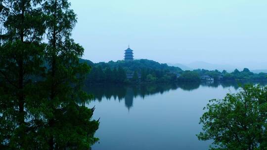 清晨时分的雷峰塔视频素材模板下载