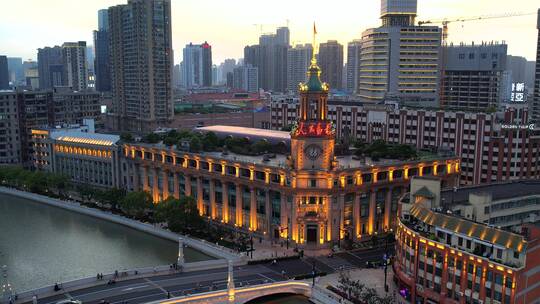 航拍上海四川北路邮电大楼视频素材模板下载