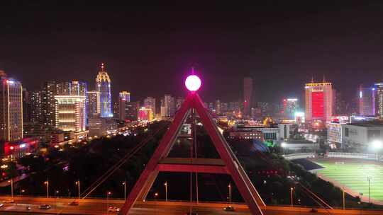 青海西宁夜景西宁中心广场西宁昆仑桥夜景