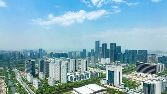 杭州未来科技城蓝天白云延时视频素材模板下载