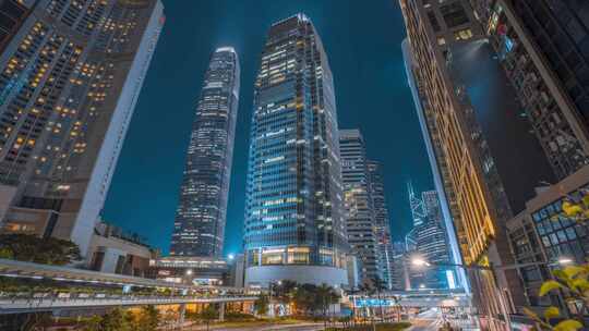 香港国际金融中心IFC夜景延时摄影4K