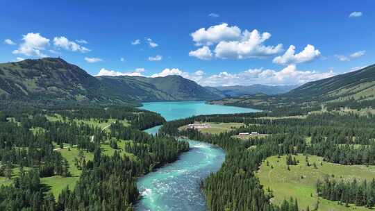 森林阳光树林山川河流自然风光航拍中国风景