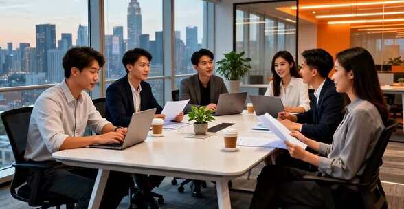 白领团队办公室开会场景