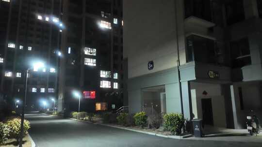 夜晚 万家灯火万家灯火 小区灯火通明