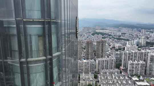 福建省龙岩市新罗区龙岩大道城市大景航拍