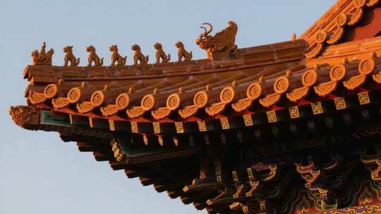 古建筑屋檐脊兽特写