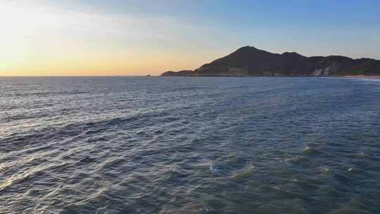 航拍福建漳州东山岛金銮湾海岸日出风光