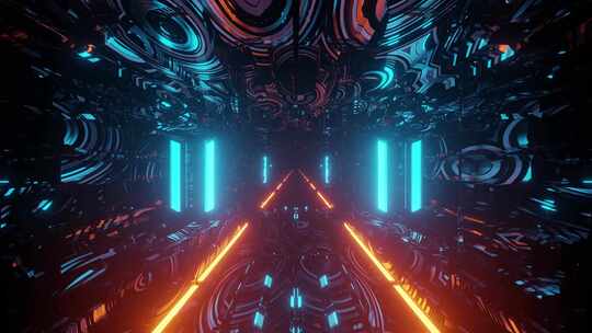 环状梦幻蓝橙电影隧道