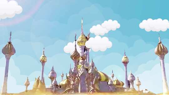 阿拉丁神灯童话城堡蓝天白云阿里巴巴与大盗视频素材模板下载