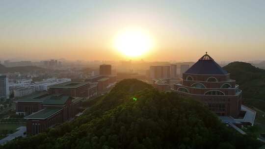 深圳光明区中山大学校区航拍学校建筑风光