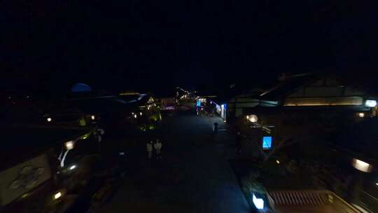 穿越机航拍无锡拈花湾景区内景夜景灯光视频素材模板下载