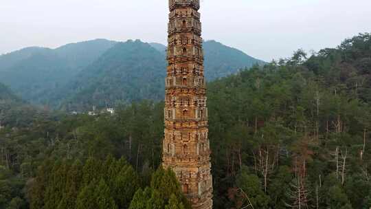 浙江台州国清寺隋塔天台山寺庙古塔宝塔航拍