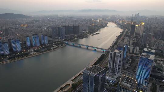 福州城市天际线江滨CBD航拍风光夜景