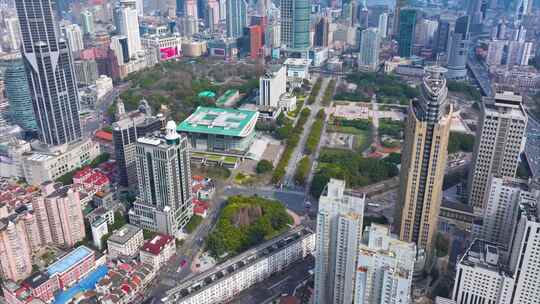 上海人民广场航拍延时黄浦区城市风景风光素