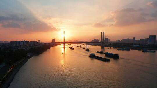 广州番禺洛溪大桥日落视频素材模板下载