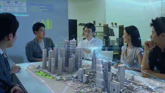 城市规划未来城市地产宣传片全息沙盘视频素材模板下载
