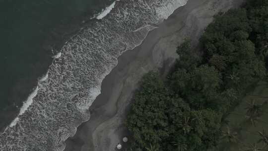 巴厘岛黑沙滩海边环境实拍航拍4K