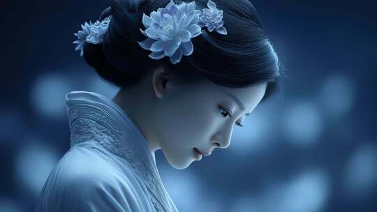 唐朝古典美人侧颜唯美意境