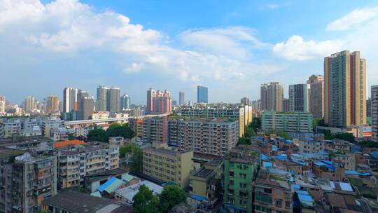 广州海珠区城市建筑群蓝天白云延时记录