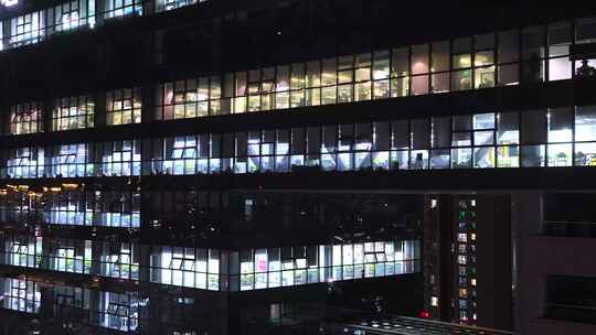 夜晚 办公 大楼 加班 城市 办公楼夜景视频素材模板下载