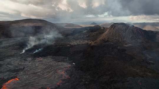 火山，熔岩，烟雾，火山