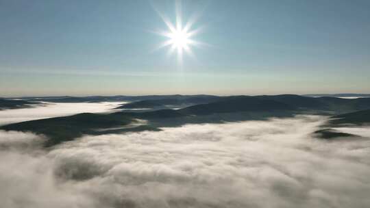 航拍山川云海太阳