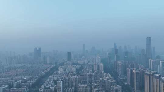 雾霾天深圳南山区航拍