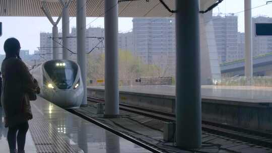 行人人流乘客乘坐火车动车高铁视频素材