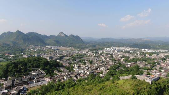 航拍贵州贵阳青岩古镇5A景区