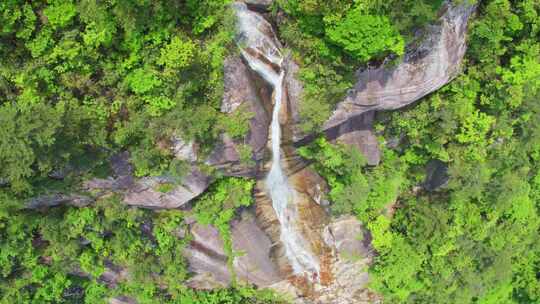 杭州临安牵牛岗山林瀑布航拍