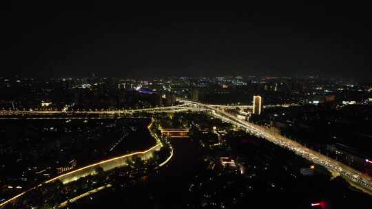 江苏南京城市夜景灯光中华门东秦淮河夜景