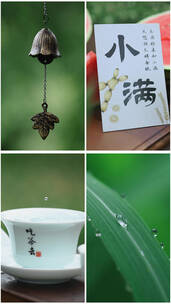 竖屏 小满 小满节气 下雨 雨滴 喝茶 露营