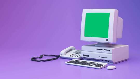 紫色背景下的一台电脑有绿幕的视频素材模板下载