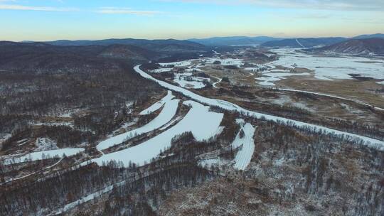 黑水兴安松岭雪景航拍 高山