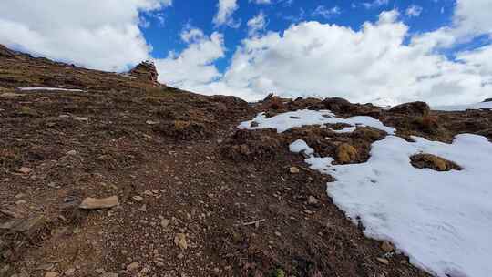 川西徒步旅行垭口观贡嘎群山雪峰风光