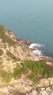 航拍大海礁石海浪岛屿