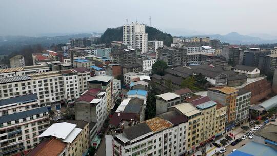 广元市龙山镇航拍风景