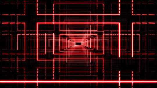 红色霓虹灯抽象环形背景隧道