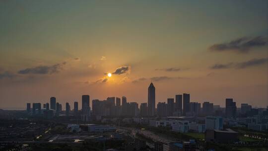 江苏 南通 中南 夜晚 入夜全景延时 cbd