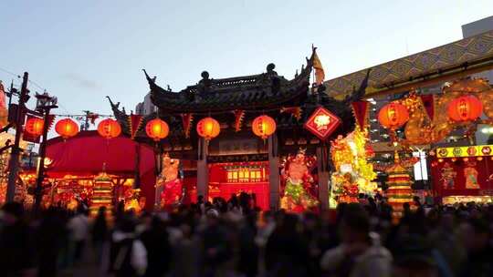 春节庙会红灯笼喜庆节日恭喜发财