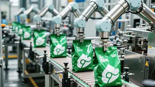 工厂自动化生产线机械臂作业
